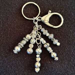 NEW Silver Beaded Handmade Bag Charm Keychain | One of a Kind